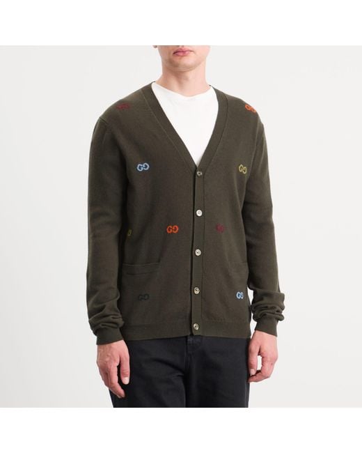 Gucci Green Muti Colour Gg Logo Cardigan for men