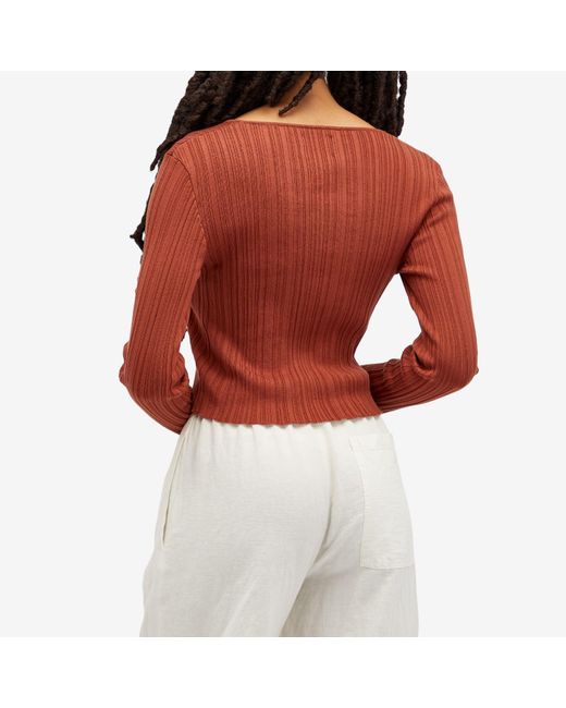 Holzweiler Red Uneven Rib Knit Cardigan