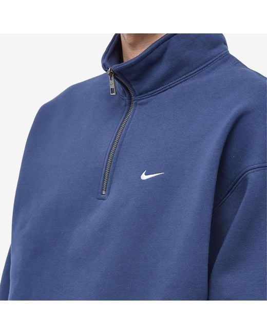 Nike Blue Solo Swoosh Quarter-Zip Midnight for men