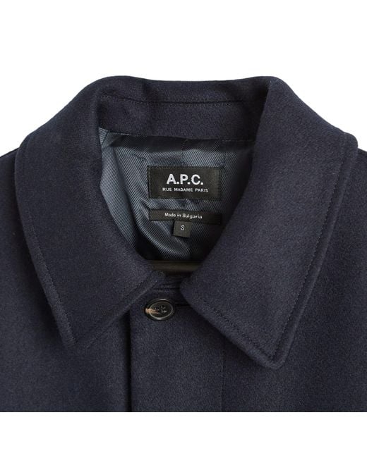 A.P.C. Blue Auster Wool Mac for men
