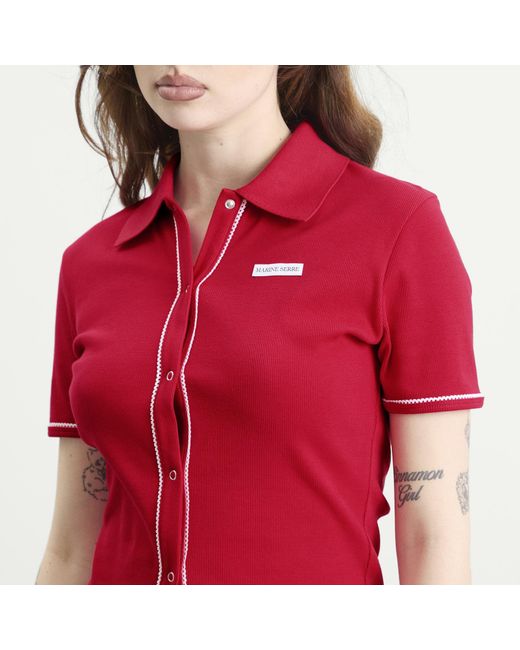 MARINE SERRE Red Cute 70's Polo T-Shirt