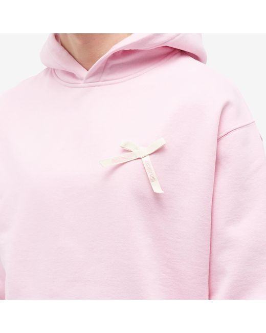 Jacquemus Pink Bow Logo Hoody for men