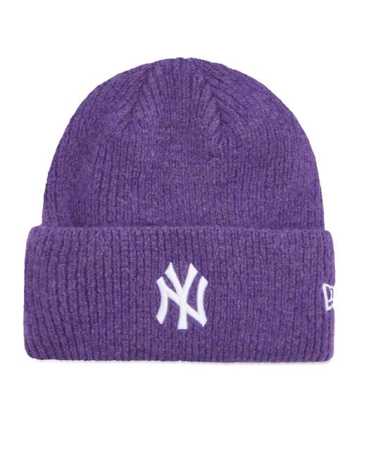 KTZ Purple New York Yankees Wide Cuff Beanie Hat