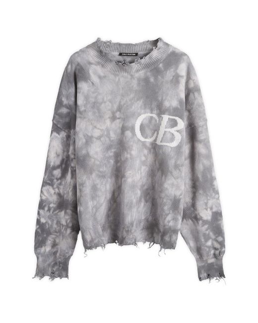 Cole Buxton Gray Distressed Cb Knit Sweat for men