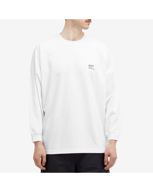 (w)taps White 20 Long Sleeve Printed T-Shirt for men