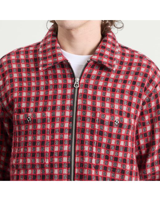 Brain Dead Check Mate Flannel Zip Shirt in Red for Men | Lyst Canada