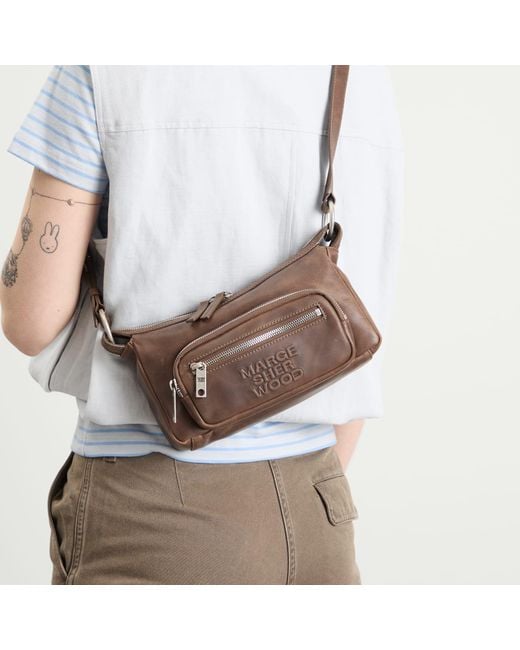 MARGE SHERWOOD Brown Outpocket Hobo Mini Bag