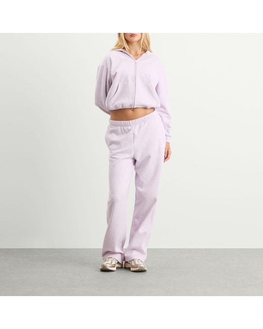 Skims Purple Cotton Fleece Straight Leg Pant