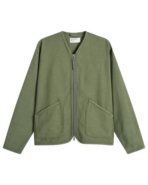 Universal Works Green Slub Sateen Zip Liner Jacket for men