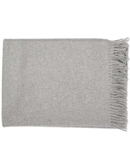 A.P.C. Gray Brodee Logo Scarf