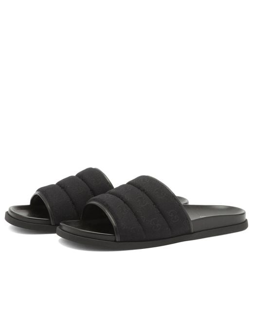 Gucci Black Rhein Gg Canvas Slide for men