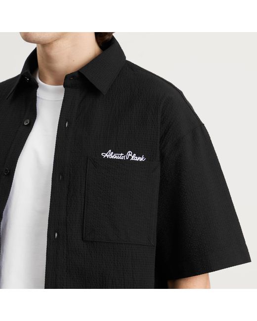 About Blank Black Seersucker Shirt for men