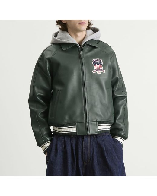 Avirex Green Icon Leather Jacket for men