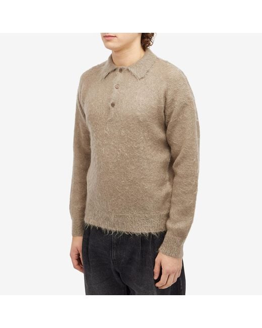 AURALEE Kid Mohair Polo in Natural for Men | Lyst UK