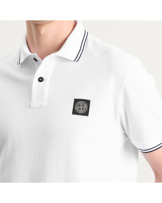 Stone Island White Patch Logo Polo for men
