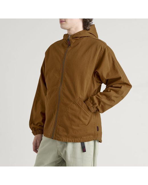 Gramicci Green Herringbone Hooded Jacket for men