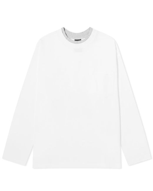 FRIZMWORKS White Double Neck Longsleeve Pocket T-Shirt for men