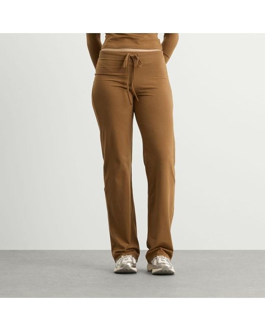 Skims Brown Cotton Jersey Straight Leg Pant
