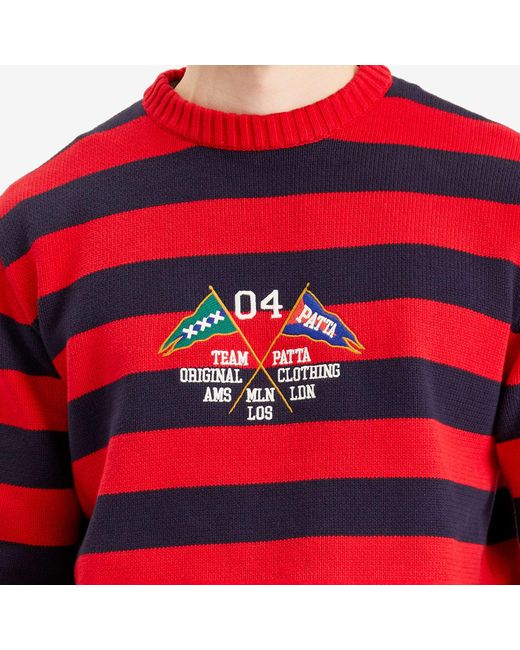 PATTA Red Stripe Flag Knit Jumper for men