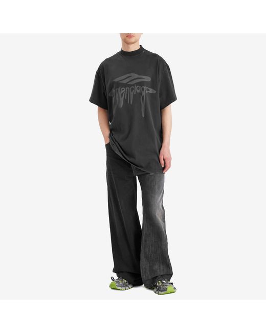 【送料関税込】Balenciaga Wavy Logo Oversized T-Shirt Balenciaga Wavy Logo Oversized T-Shirt in Black for Men | Lyst