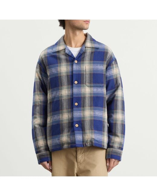 Visvim Blue Keesey Check Down Shirt Jacket for men