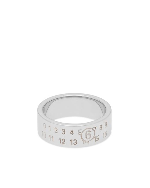 MM6 by Maison Martin Margiela Mm6 6 Logo Band Ring in White for