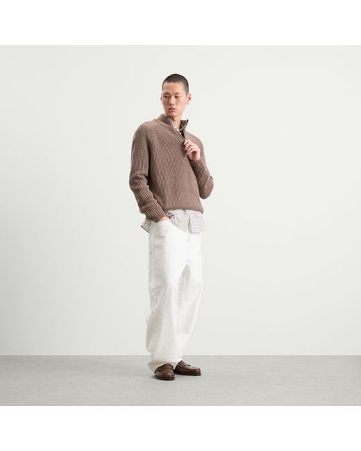 Ronning Brown Quarter Zip Fisherman Sweater for men