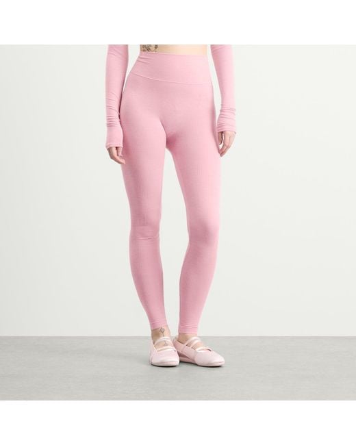 Skims Pink Seamless Sheer Wool Legging