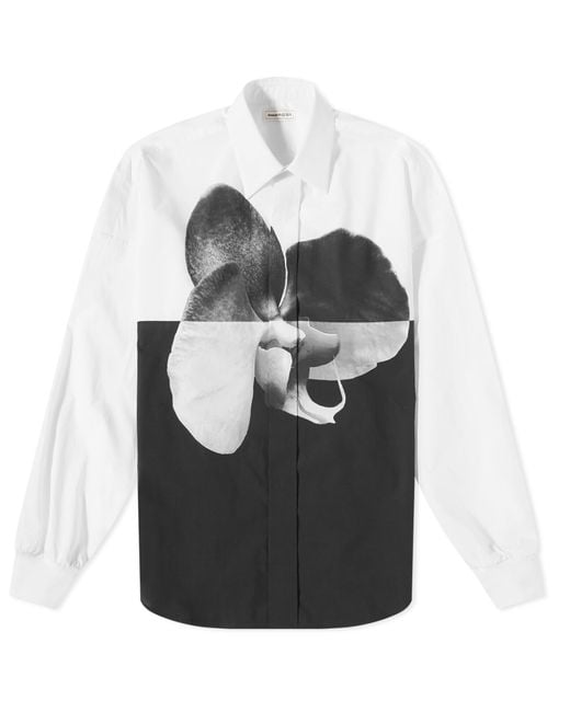 Alexander McQueen Gray Printed Orchid Shirt for men