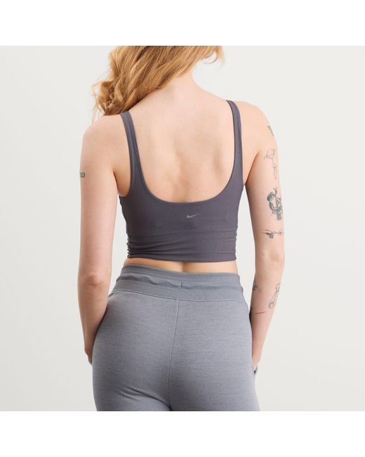 Nike Gray Zenvy Wide Rib Bra