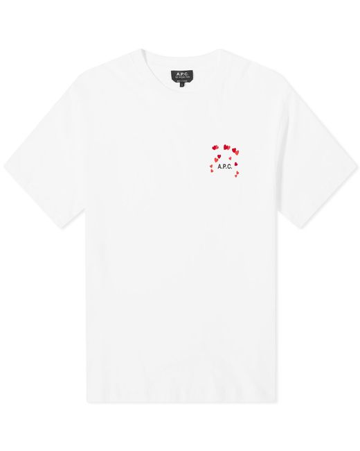 A.P.C. White Valentines Logo T-Shirt for men