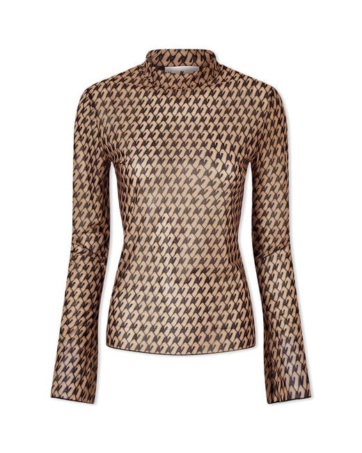 AVAVAV All Over Logo Mesh Top in Brown | Lyst