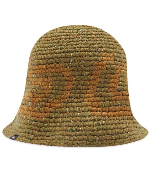 LMC Green Spiral Crochet Bucket Hat for men