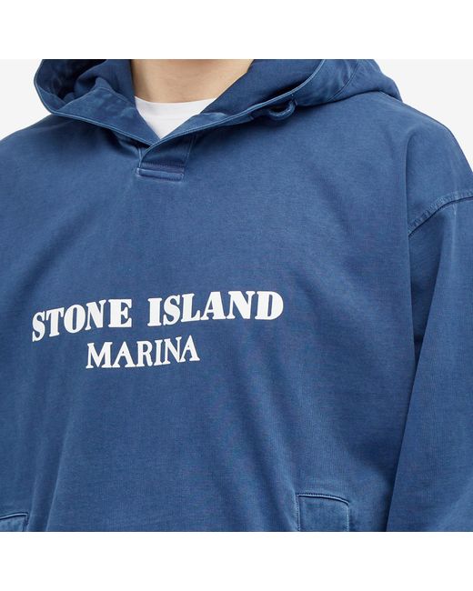 Stone Island Blue Marina Logo Hoodie for men