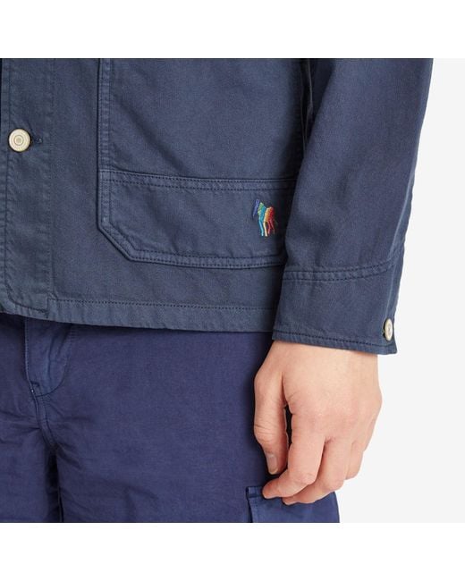 Paul Smith Blue Broad Stripe Zebra Chore Jacket for men