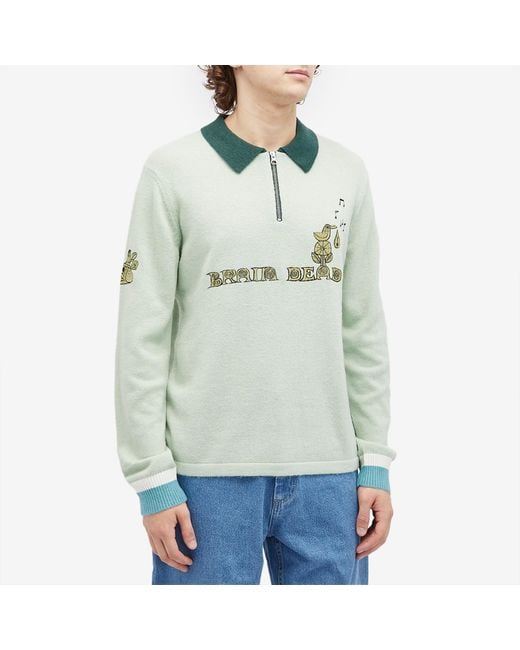 Brain Dead Green Lex Half Zip Sweatshirt for men