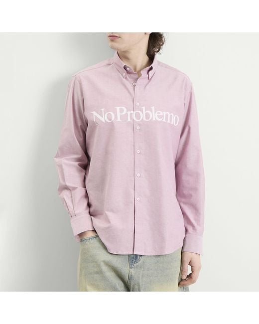 No Problemo Pink Logo Oxford Shirt for men