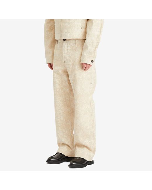Jacquemus Natural Croc Effect Denim Jeans for men