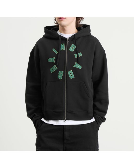 Brain Dead Black Collegiate Zip Hoodie for men