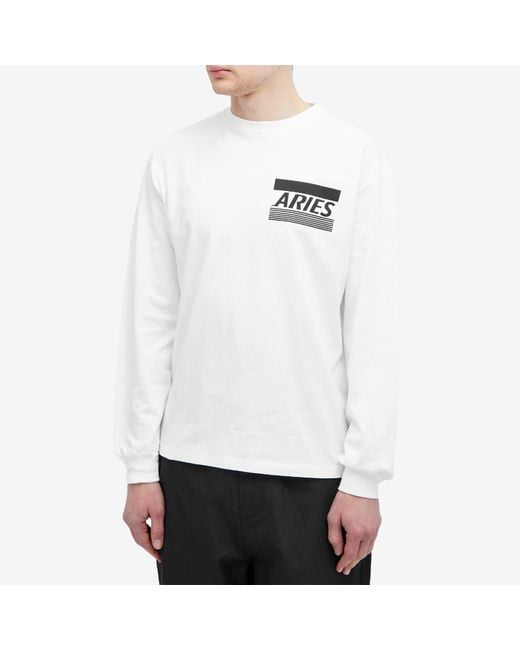 Aries White Long Sleeve Credit Card T-Shirt for men
