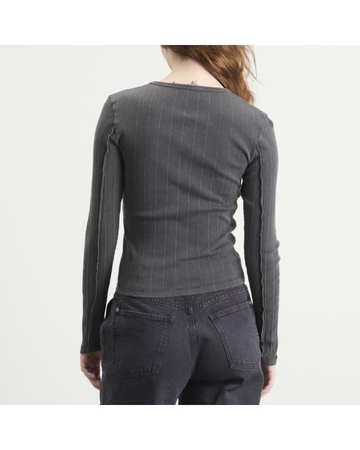 mfpen Gray Long Sleeve Rib T-Shirt
