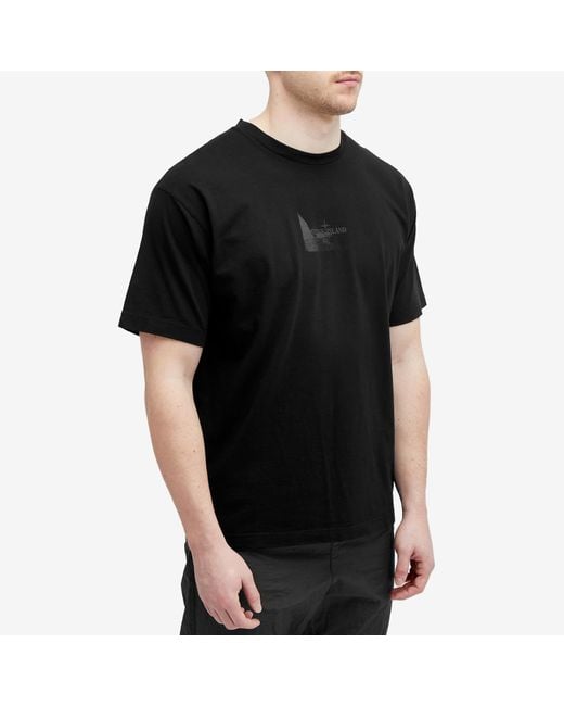 Stone Island Black Reflective Badge Print T-Shirt for men