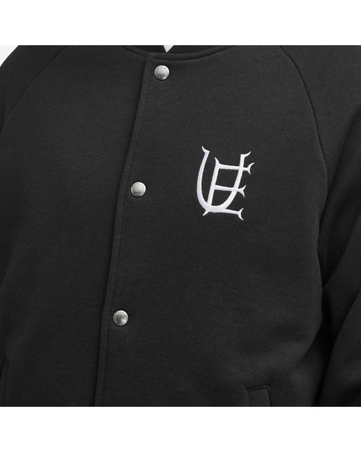 Uniform Experiment Black Logo Varsity Bomber Jacket for men