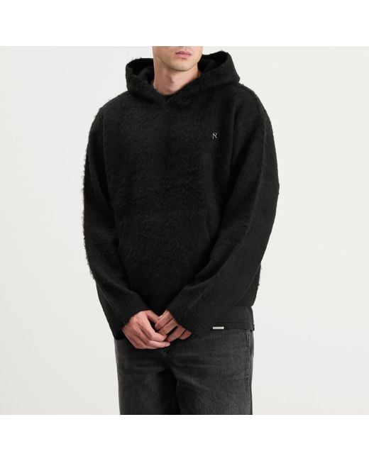 Represent Black Textured Borg Hoodie for men