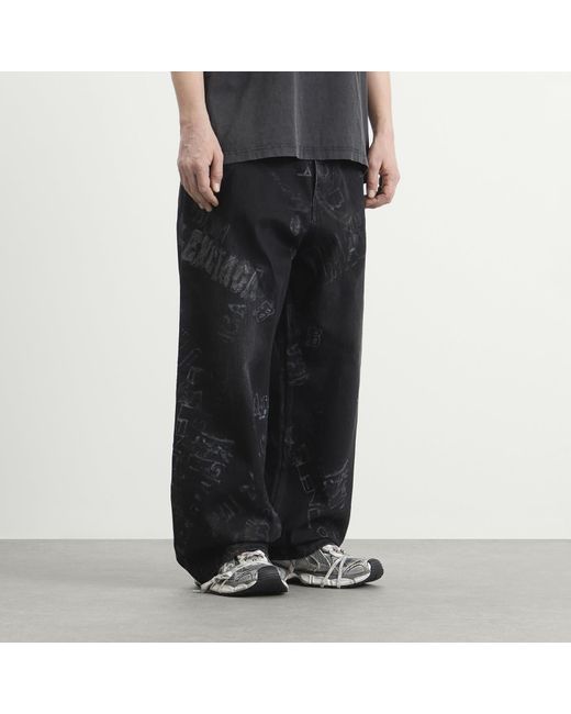 Balenciaga Blue Washed Crayon Baggy Trousers for men