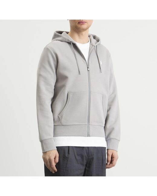 Polo Ralph Lauren Gray Double Knit Tech Zip Hoodie for men