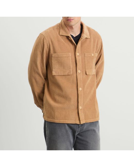 Folk Brown Patch Overshirt for men