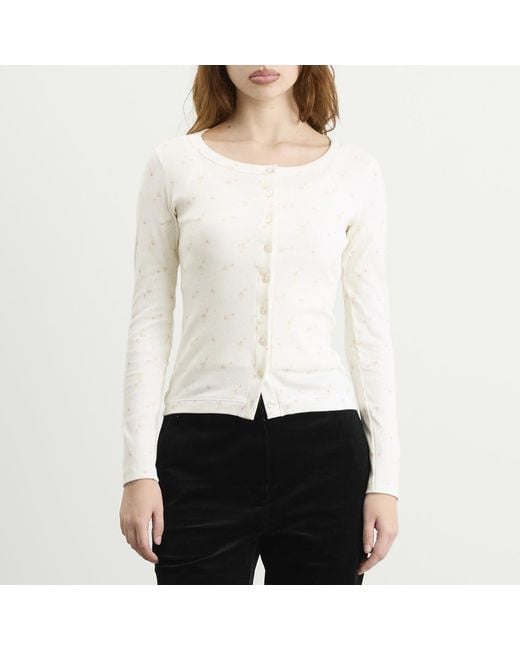 Fruity Booty White Ditsy Floral Cardigan