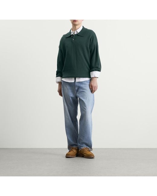AMI Green Boxy Polo Shirt for men