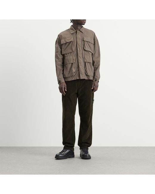 Stone Island Black Organic Cotton Corduroy Trousers for men
